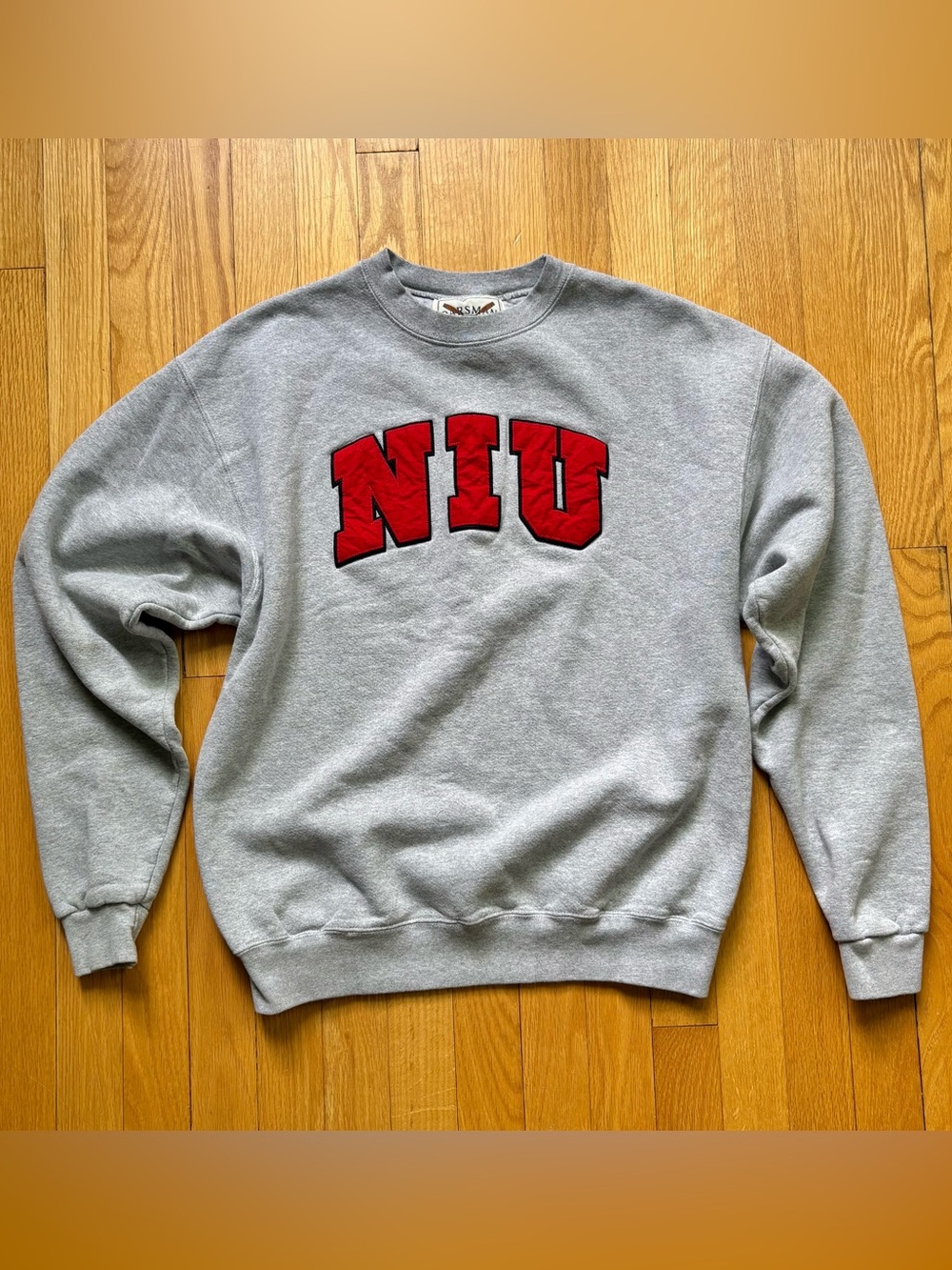 Vintage Northern Illinois NIU Oarsman Men’s Crewneck Sweatshirt Large Gray Sewn